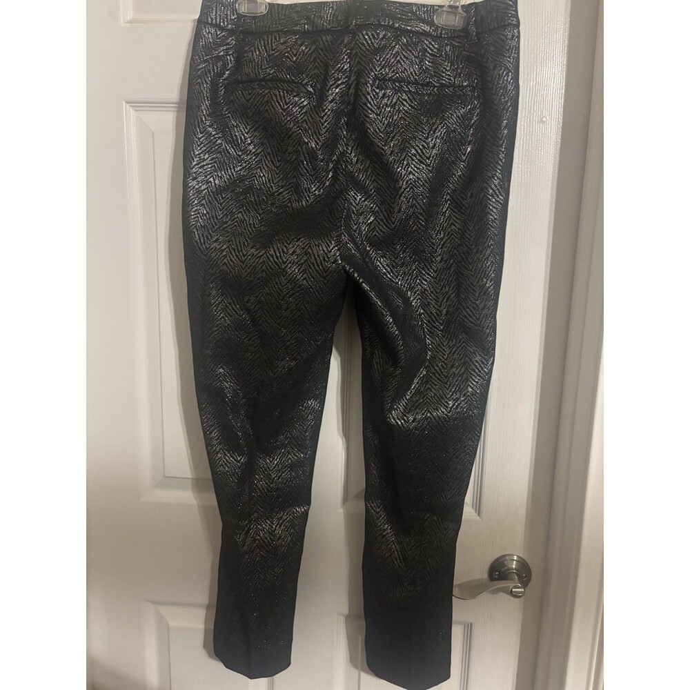 White House Black Market Black And Silver Pants Slim Fit Size 10 - Picture 5 of 5